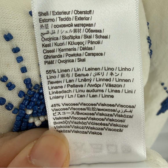 Farm Rio Sea of Fish Maxi Linen blend Dress beaded small NWT - Picture 7 of 16